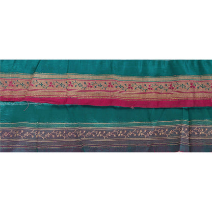 Sanskriti Vintage 1 YD Trim Pink/Green Sari Border  Brocade Craft Ribbon Lace