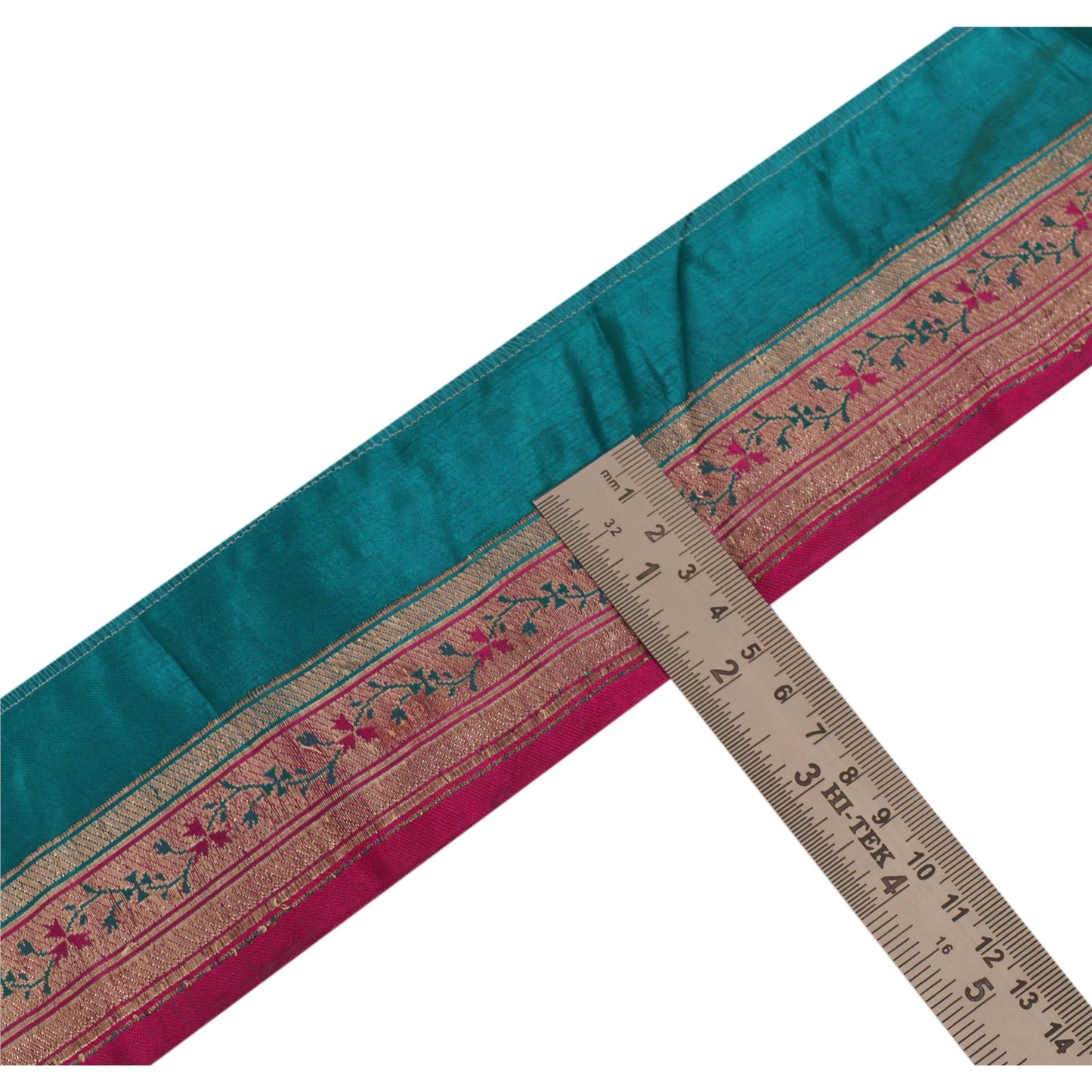 Sanskriti Vintage 1 YD Trim Pink/Green Sari Border  Brocade Craft Ribbon Lace