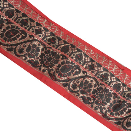 Sanskriti Vintage 1 YD Sari Border Woven Banarasi Trim Sewing Craft Red Lace