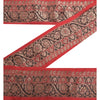 Sanskriti Vintage 1 YD Sari Border Woven Banarasi Trim Sewing Craft Red Lace