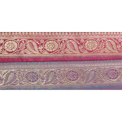 Sanskriti Vintage 1 YD Sari Border Woven Banarasi Trim Sewing Craft Pink Lace