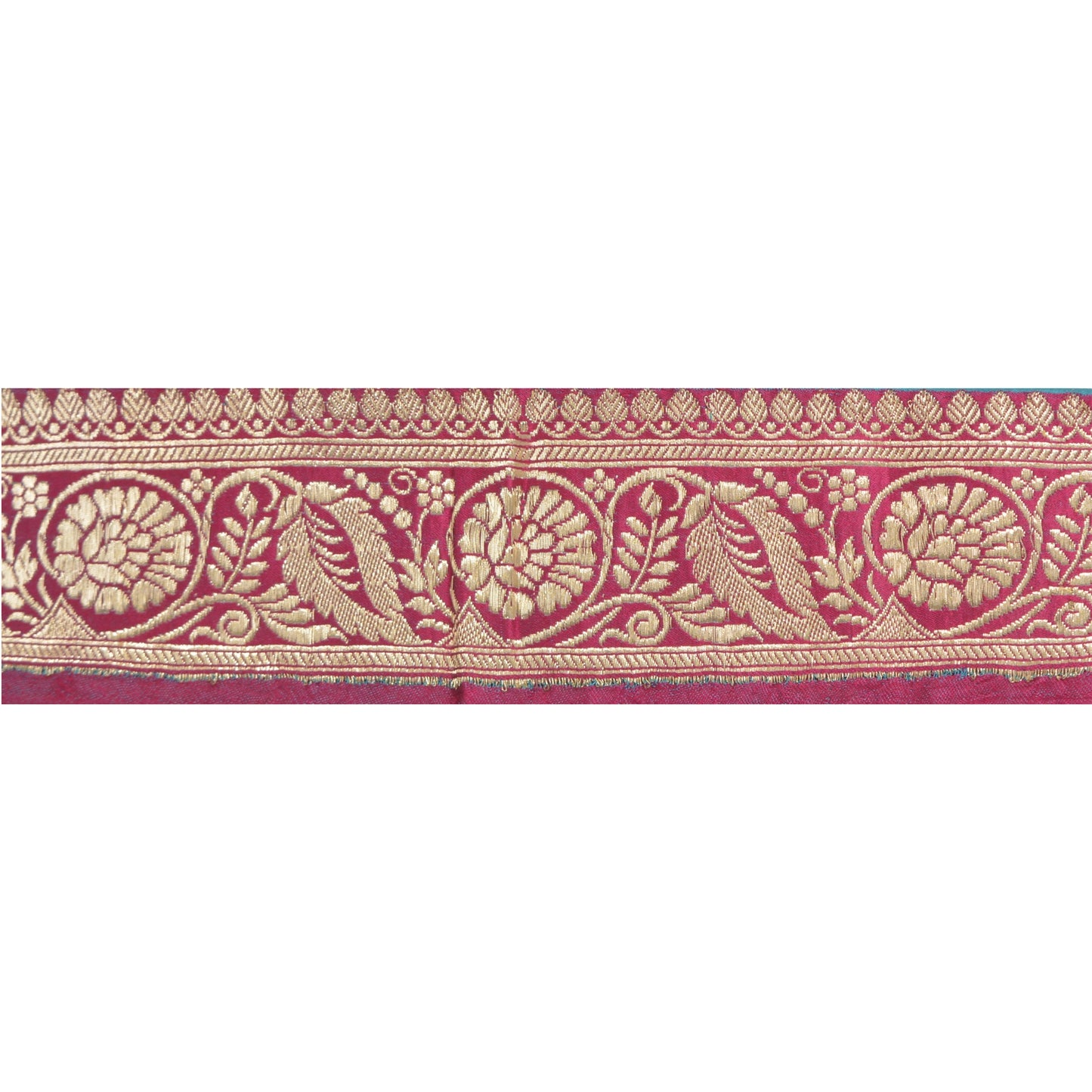 Sanskriti Vintage 1 YD Sari Border Woven Banarasi Trim Sewing Craft Pink Lace