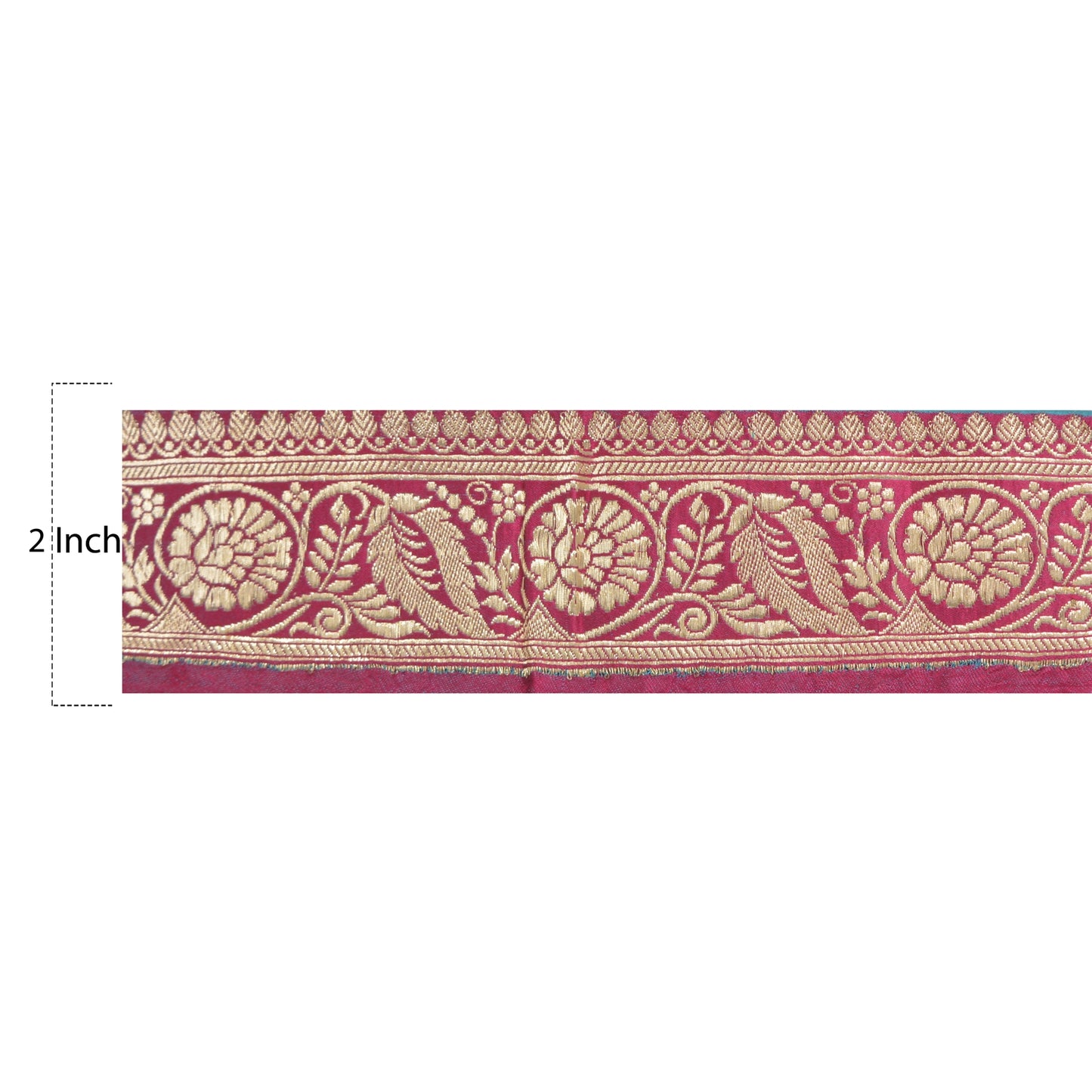 Sanskriti Vintage 1 YD Sari Border Woven Banarasi Trim Sewing Craft Pink Lace