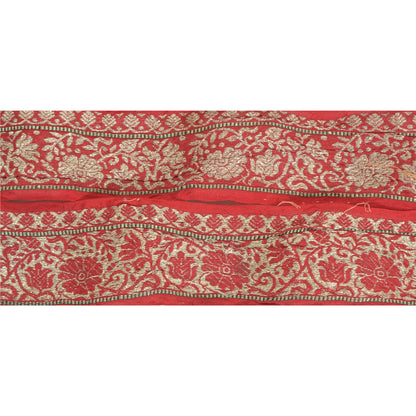 Sanskriti Vintage 1 YD Sari Indian Border Woven Trim Sewing Craft Red Lace