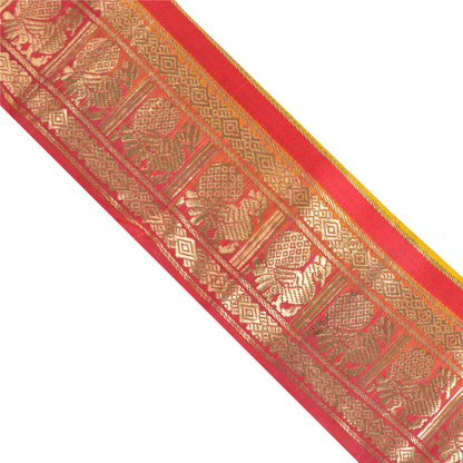 Sanskriti Vintage 1 Yard Sari Border Woven Brocade Trim Sewing Craft Red Lace