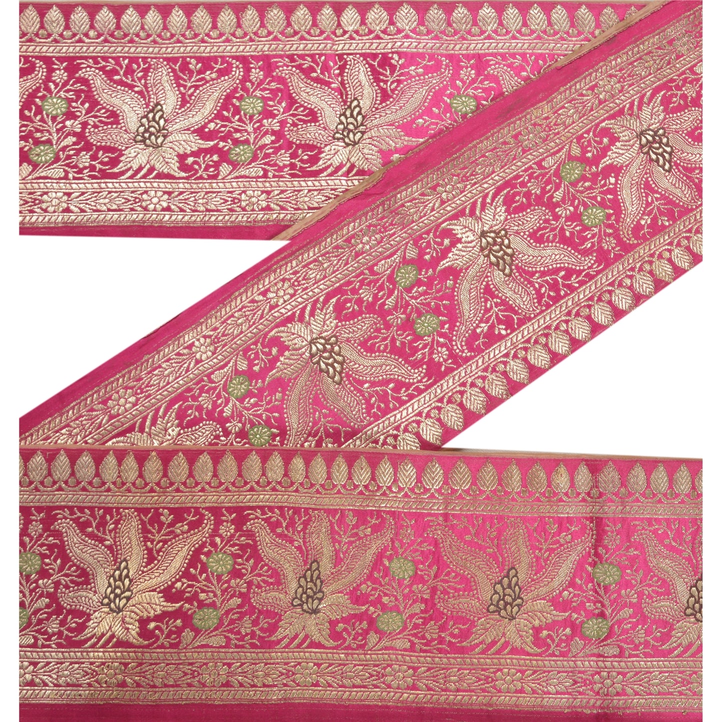 Sanskriti Vintage 1 Yard Indian Sari Border Brocade Trim Sewing Craft Pink Lace