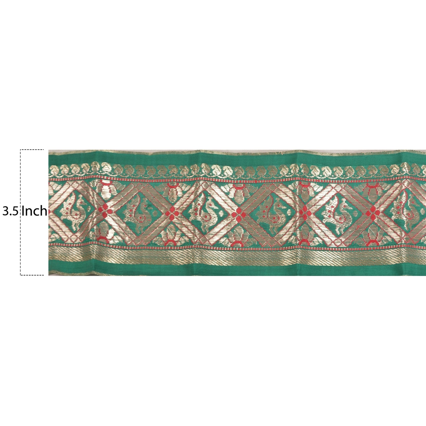 Sanskriti Vintage 1 YD Sari Indian Border Woven Trim Sewing Craft Green Lace