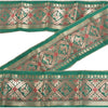 Sanskriti Vintage 1 YD Sari Indian Border Woven Trim Sewing Craft Green Lace