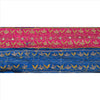 SANSKRITI VINTAGE SARI BORDER BEADED 1 YD TRIMS LACE 3.5W PURE SILK PINK BLUE