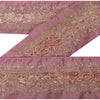 Sanskriti Vintage Sari Border Hand Beaded 1 YD Indian Trim Sewing Purple Lace