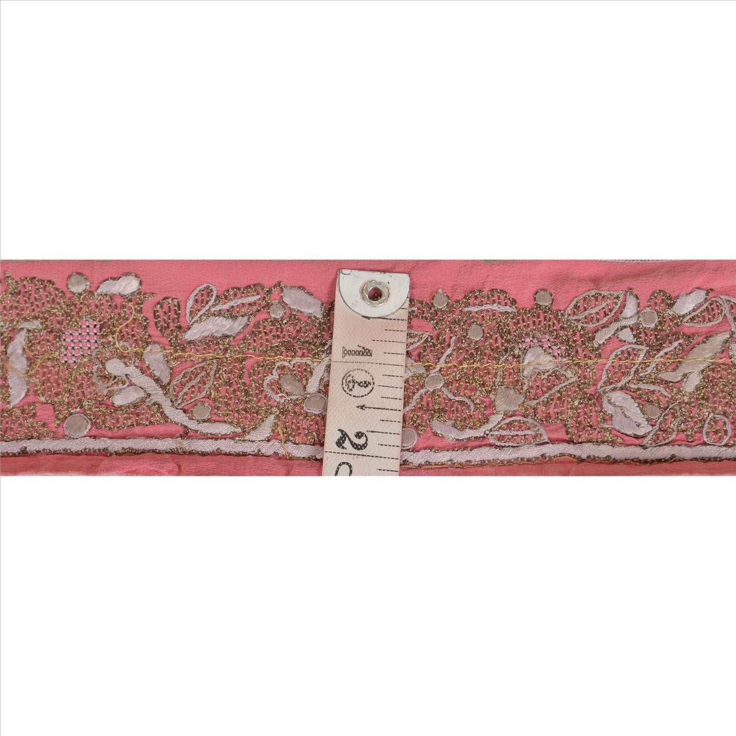 Sanskrkti Vintage Sari Border Hand Embroidered 1 YD Indian Trim Sewing Pink Lace