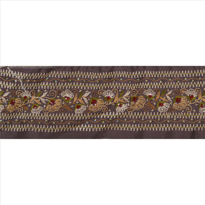 Sanskriti Vintage Sari Border Hand Bead 2YD Indian Trim Sewing Rusty Purple Lace