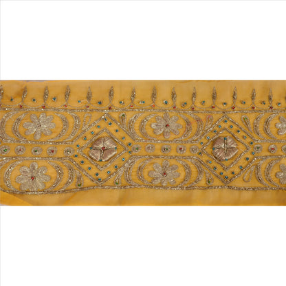 Sanskriti Vintage Sari Border Hand Beaded 1 YD Indian Trim Sewing Saffron Lace