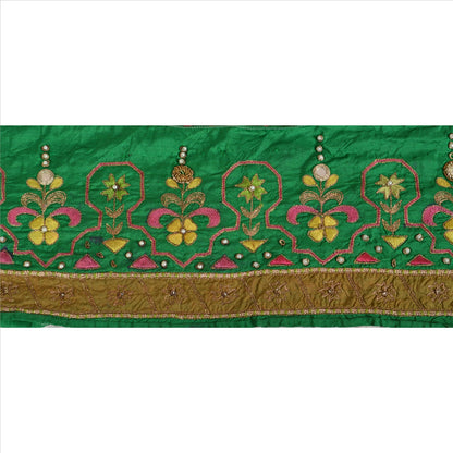 Sanskriti Vintage Saree Border Hand Beaded 1 Yard Indian Trim Sewing Green Lace