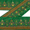 Sanskriti Vintage Saree Border Hand Beaded 1 Yard Indian Trim Sewing Green Lace