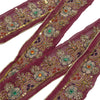 Sanskriti Vintage 1 YD Sari Border/Trim Craft Hand Beaded Sewing Dark Red Lace