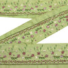 Sanskriti Vintage 1 YD Sari Border/Trim Green Craft Hand Beaded Sewing Deco Lace