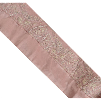 Sanskriti Vintage Sari Border Hand Beaded 1YD Indian Trim Sewing Pink Zari Lace