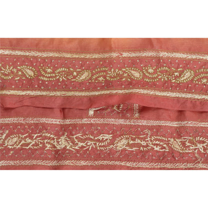 SANSKRITI VINTAGE SAREE BORDER HAND EMBROIDERED 1 YD TRIMS LACE 2.2W PURE SILK