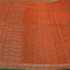 Sanskriti Vintage Orange Sarees Pure Satin Woven Brocade/Banarasi Sari Fabric