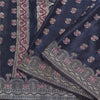 Sanskriti Vintage Dark Blue Sarees Pure Satin Woven Brocade/Banarasi Sari Fabric