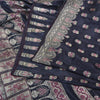 Sanskriti Vintage Dark Blue Sarees Pure Satin Woven Brocade/Banarasi Sari Fabric