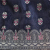 Sanskriti Vintage Dark Blue Sarees Pure Satin Woven Brocade/Banarasi Sari Fabric