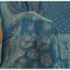 Sanskriti Vintage Blue Sarees Pure Satin Silk Brocade/Banarasi Woven Sari Fabric