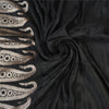 Sanskriti Vintage Black Sarees Pure Satin Silk Hand Woven Brocade Sari 5ydFabric