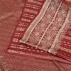 Sanskriti Vintage Sarees Red Brocade/Banarasi Zari Woven Pure Satin Sari Fabric