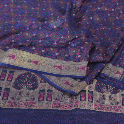 Sanskriti Vintage Sarees Purple BrocadeBanarasi Zari Work Pure Satin Sari Fabric