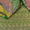 Sanskriti Vintage Sarees Green Brocade/Banarasi Zari Woven Pure Silk Sari Fabric