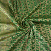 Sanskriti Vintage Sarees Green Brocade/Banarasi Zari Woven Pure Silk Sari Fabric