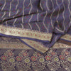 Sanskriti Vintage Sarees Blue Brocade/Banarasi Zari Woven Pure Satin Sari Fabric