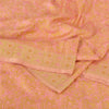 Sanskriti Vintage Sarees Peach Brocade/Banarasi ZariWoven Pure Satin Sari Fabric