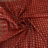 Sanskriti Vintage Sarees Red Brocade/Banarasi Zari Woven Pure Satin Sari Fabric