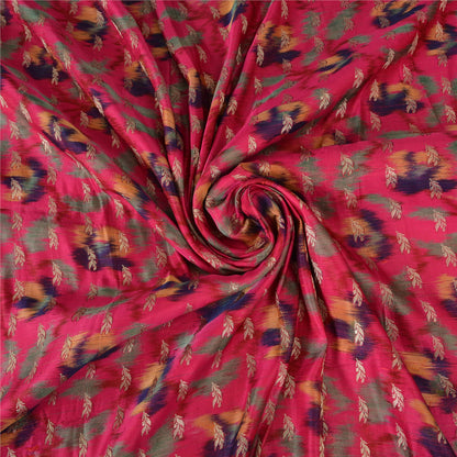 Sanskriti Vintage Pink Sarees Pure Silk Hand Woven Ikat/Brocade Sari 5yrd Fabric