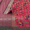 Sanskriti Vintage Pink Sarees Pure Silk Hand Woven Ikat/Brocade Sari 5yrd Fabric