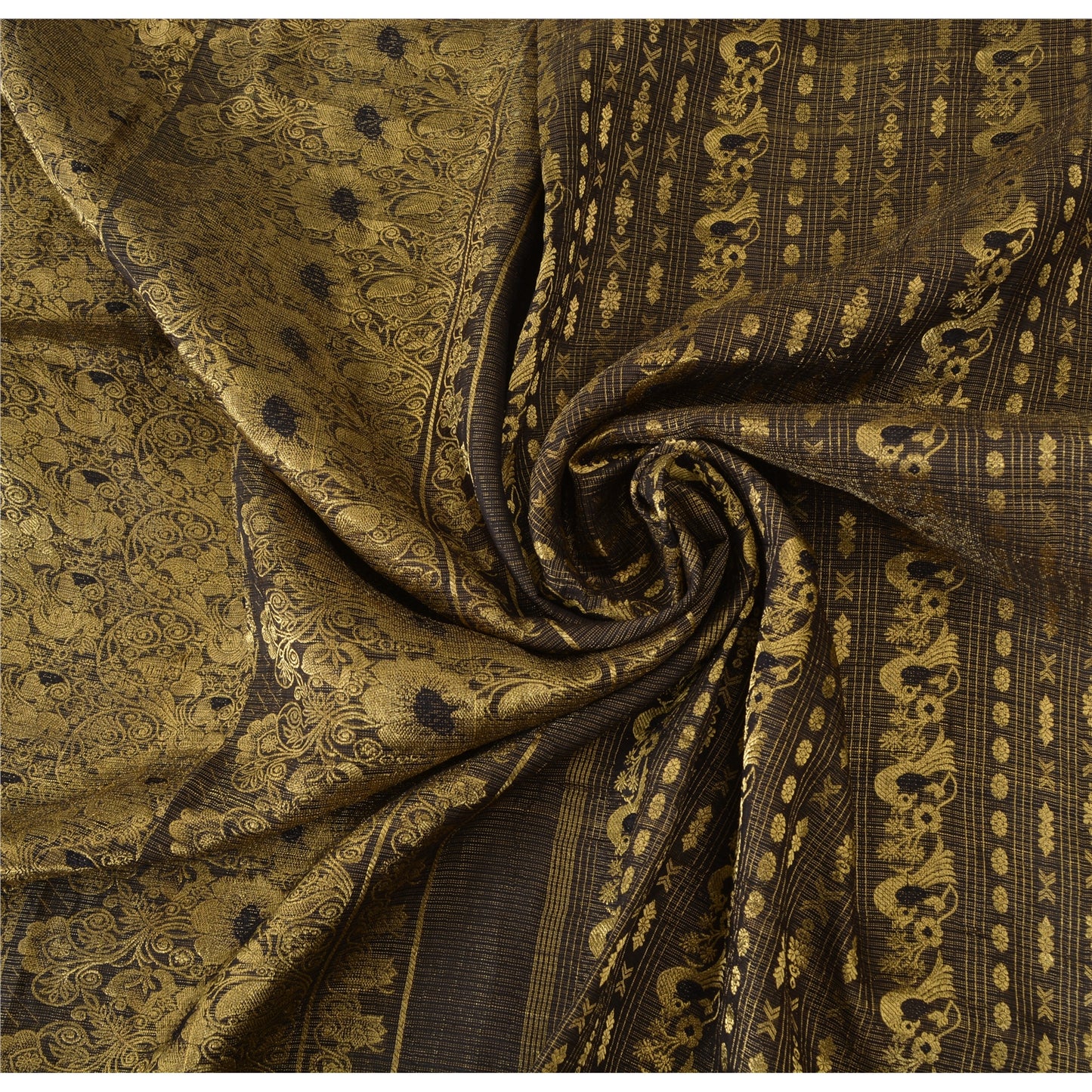 Sanskriti Vintage Sarees Pure Silk Banarasi Brocade Hand Woven 5yrd Fabric/Sari