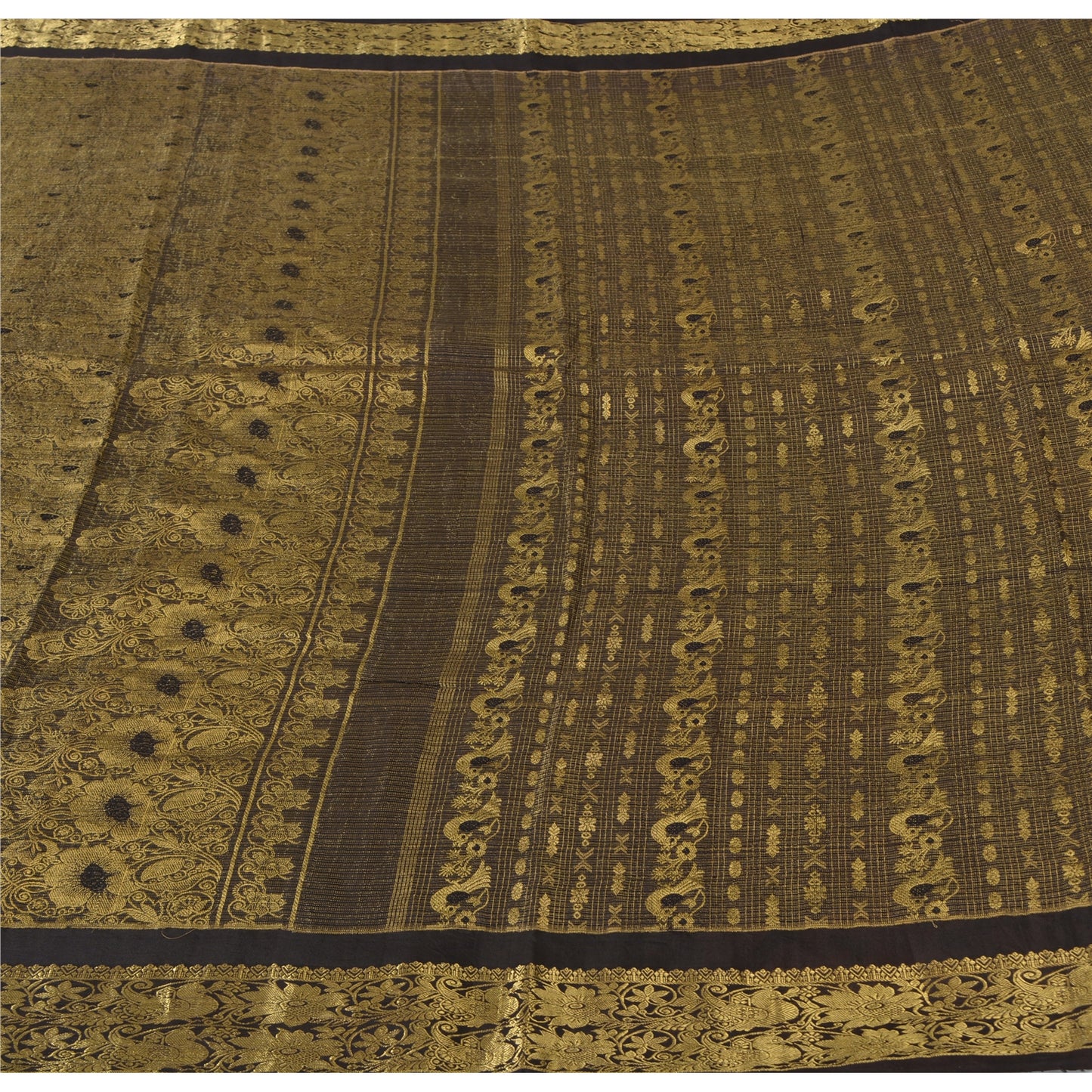 Sanskriti Vintage Sarees Pure Silk Banarasi Brocade Hand Woven 5yrd Fabric/Sari