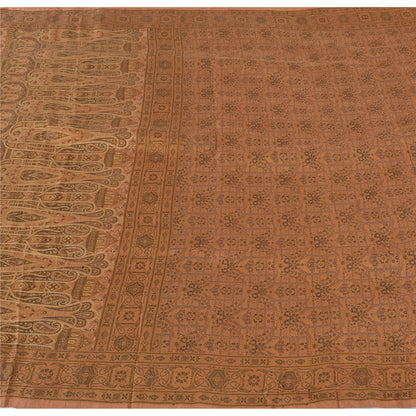 Sanskriti Vintage Brown Sarees Pure Silk Hand Woven Premium 5ydCraft Fabric Sari