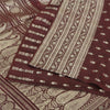 Sanskriti Vintage Burgundy Sarees Pure Silk Brocade Hand Woven Sari Craft Fabric