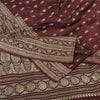 Sanskriti Vintage Burgundy Sarees Pure Silk Brocade Hand Woven Sari Craft Fabric