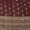 Sanskriti Vintage Burgundy Sarees Pure Silk Brocade Hand Woven Sari Craft Fabric