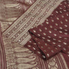 Sanskriti Vintage Burgundy Sarees Pure Silk Brocade Hand Woven Sari Craft Fabric