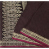 Sanskriti Vintage Plum Sarees Pure Satin Silk Banarasi Brocade Fabric Craft Sari