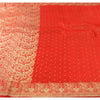 Sanskriti Vintage Red Sarees Pure Satin Silk Banarasi Brocade Woven Fabric Sari