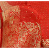 Sanskriti Vintage Red Sarees Pure Satin Silk Banarasi Brocade Woven Fabric Sari