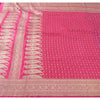 Sanskriti Vintage Fuchsia Sarees Pure Satin Silk Brocade Woven Sari Craft Fabric