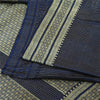 Sanskriti Vintage Navy Blue Sarees Pure Satin Silk Brocade Woven Sari 5yd Fabric